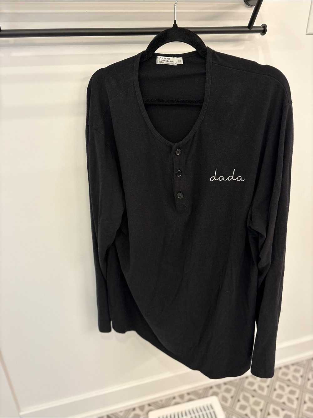 North kinder dada Black Long-Sleeve Henley Shirt